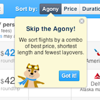 Hipmunk searches flights by agony