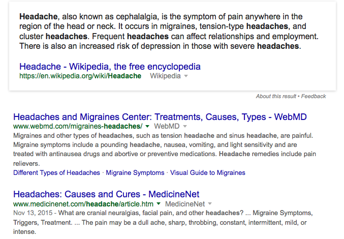 Google health headache